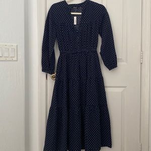 Madewell Dobby v-neck tiered midi dress
